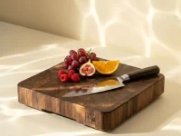 MIRO snijplank met mes en fruit op artistieke achtergrond