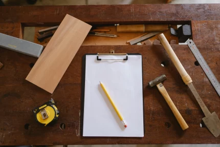 leeg papier met potlood en werkmateriaal
